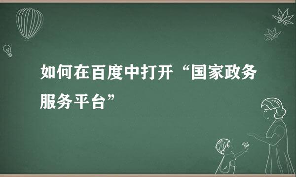 如何在百度中打开“国家政务服务平台”