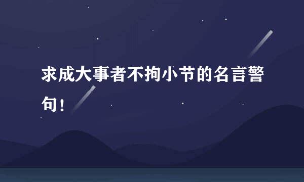 求成大事者不拘小节的名言警句!