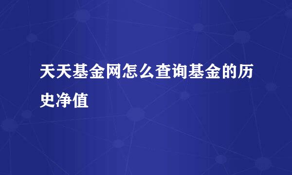 天天基金网怎么查询基金的历史净值