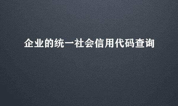 企业的统一社会信用代码查询