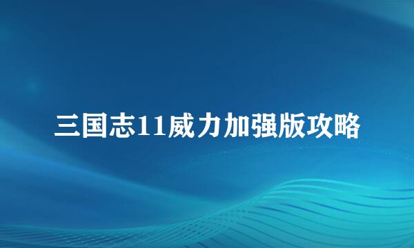 三国志11威力加强版攻略