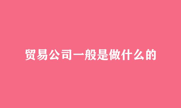 贸易公司一般是做什么的