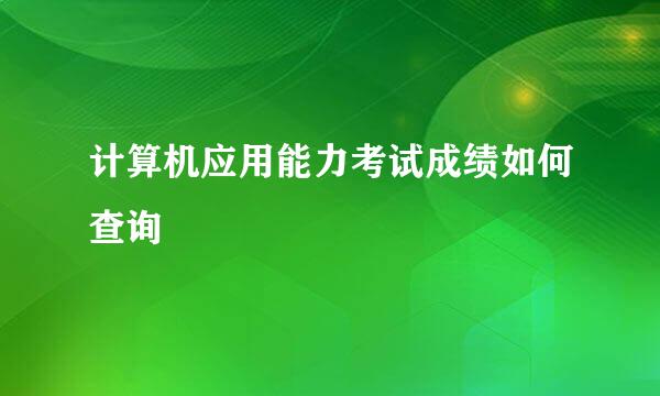 计算机应用能力考试成绩如何查询