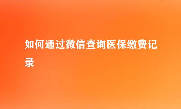 如何通过微信查询医保缴费记录