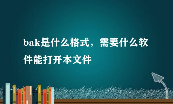 bak是什么格式，需要什么软件能打开本文件