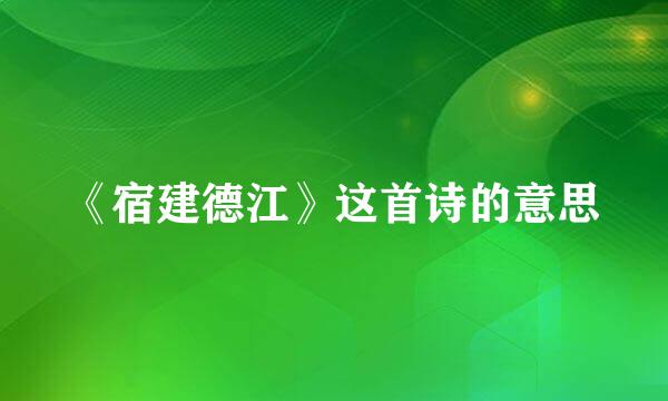 《宿建德江》这首诗的意思