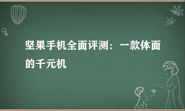 坚果手机全面评测：一款体面的千元机
