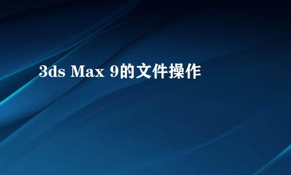 3ds Max 9的文件操作