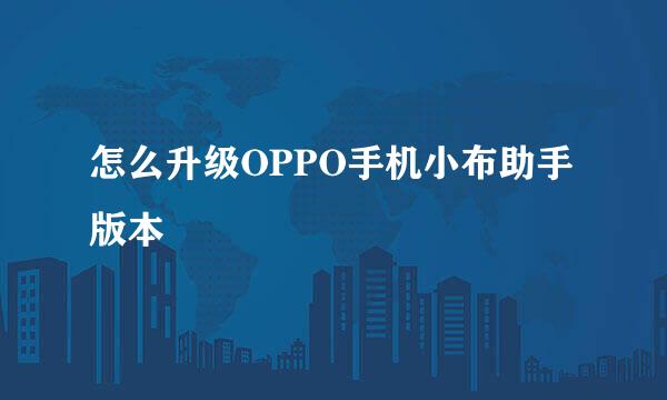 怎么升级OPPO手机小布助手版本