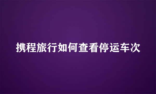 携程旅行如何查看停运车次