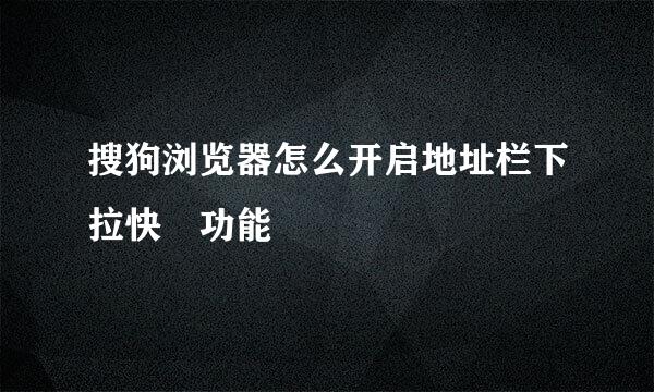 搜狗浏览器怎么开启地址栏下拉快揵功能