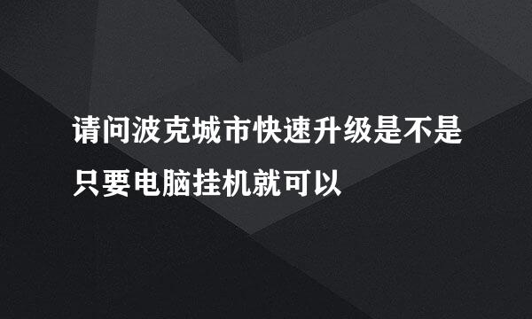 请问波克城市快速升级是不是只要电脑挂机就可以