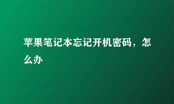 苹果笔记本忘记开机密码，怎么办