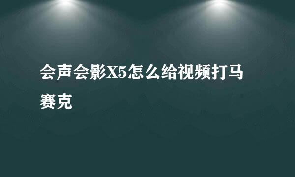 会声会影X5怎么给视频打马赛克