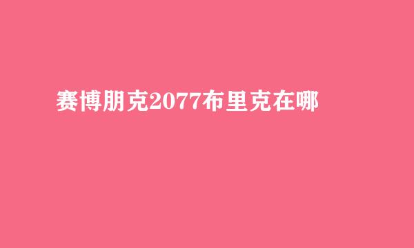赛博朋克2077布里克在哪