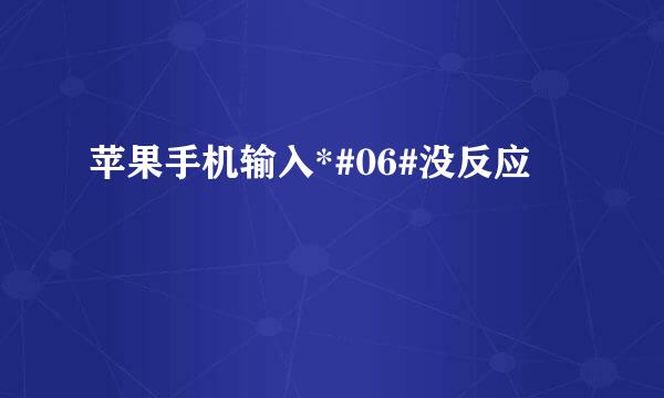 苹果手机输入*#06#没反应