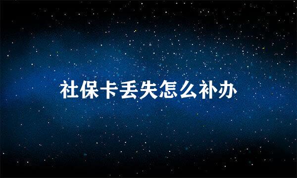 社保卡丢失怎么补办