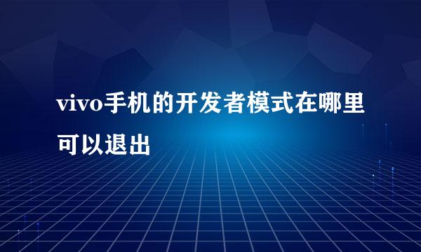 vivo手机的开发者模式在哪里可以退出