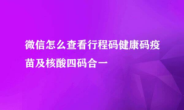 微信怎么查看行程码健康码疫苗及核酸四码合一