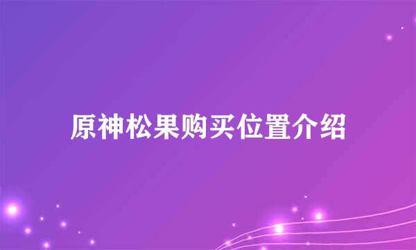 原神松果购买位置介绍