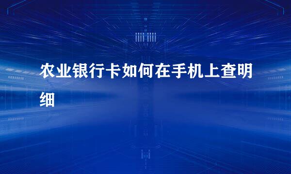 农业银行卡如何在手机上查明细