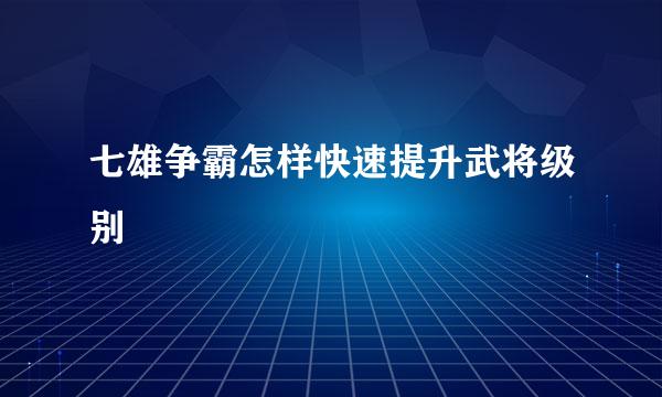 七雄争霸怎样快速提升武将级别