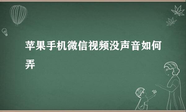 苹果手机微信视频没声音如何弄