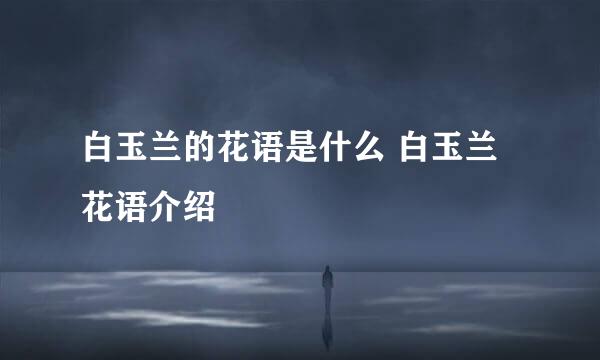 白玉兰的花语是什么 白玉兰花语介绍