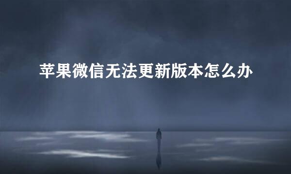 苹果微信无法更新版本怎么办