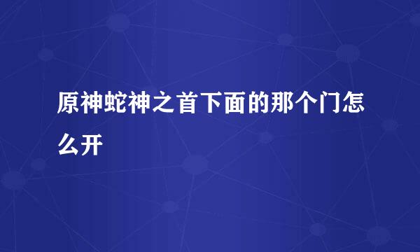 原神蛇神之首下面的那个门怎么开