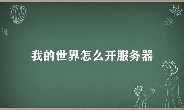 我的世界怎么开服务器