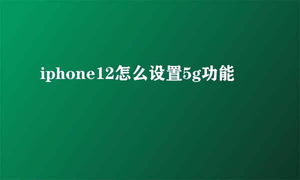 iphone12怎么设置5g功能