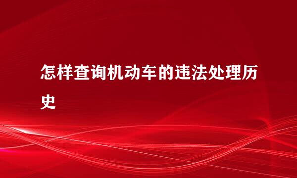 怎样查询机动车的违法处理历史
