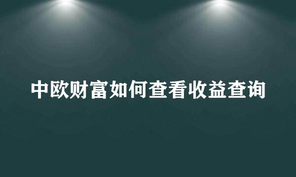 中欧财富如何查看收益查询