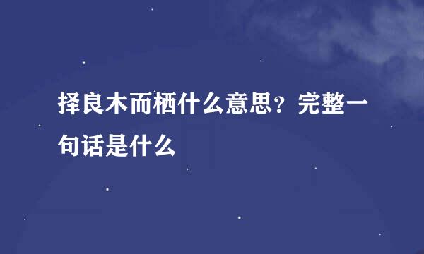 择良木而栖什么意思？完整一句话是什么