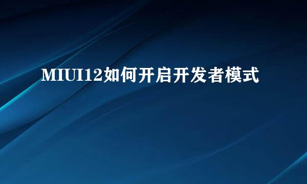 MIUI12如何开启开发者模式