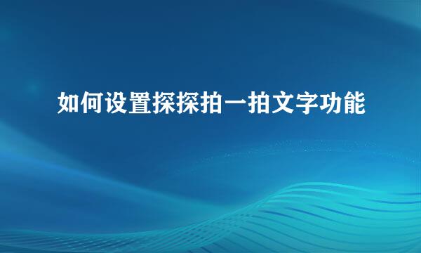 如何设置探探拍一拍文字功能