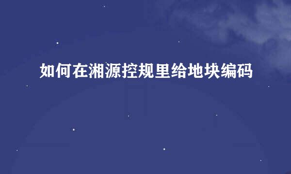 如何在湘源控规里给地块编码