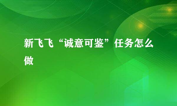 新飞飞“诚意可鉴”任务怎么做
