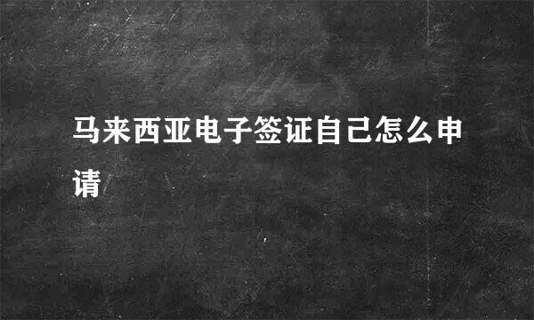 马来西亚电子签证自己怎么申请