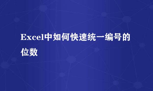 Excel中如何快速统一编号的位数