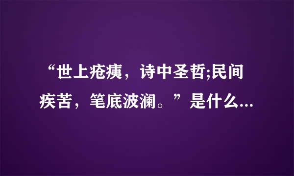 “世上疮痍，诗中圣哲;民间疾苦，笔底波澜。”是什么意思？具体的解释