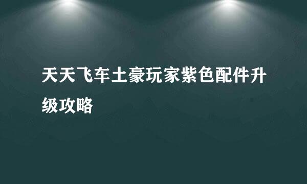 天天飞车土豪玩家紫色配件升级攻略