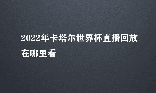 2022年卡塔尔世界杯直播回放在哪里看