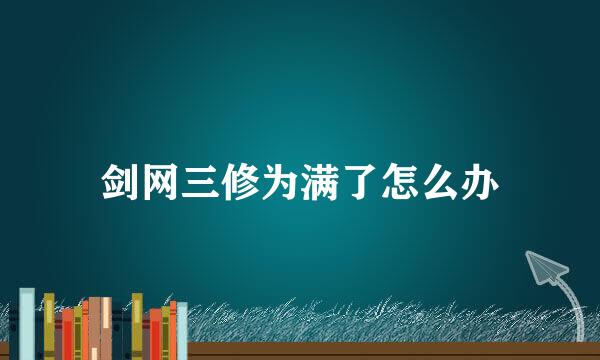 剑网三修为满了怎么办