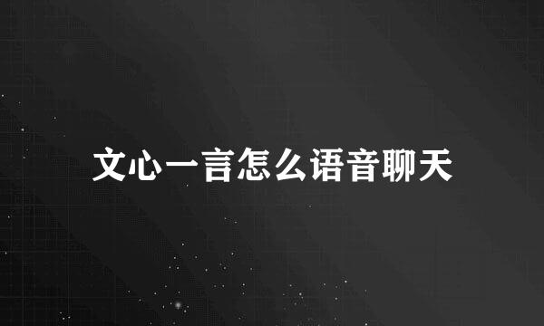 文心一言怎么语音聊天