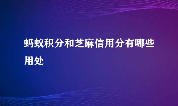 蚂蚁积分和芝麻信用分有哪些用处