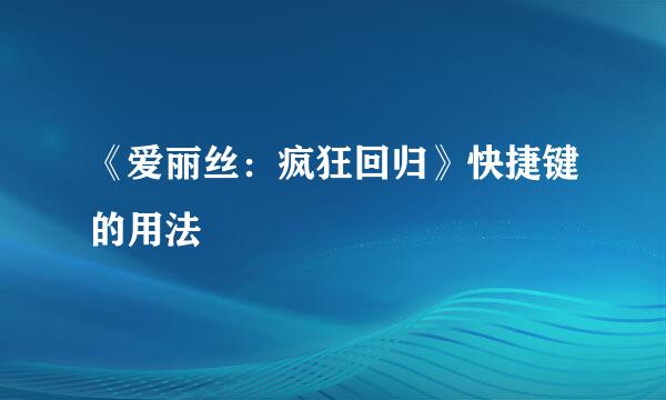 《爱丽丝：疯狂回归》快捷键的用法