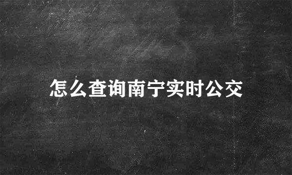 怎么查询南宁实时公交