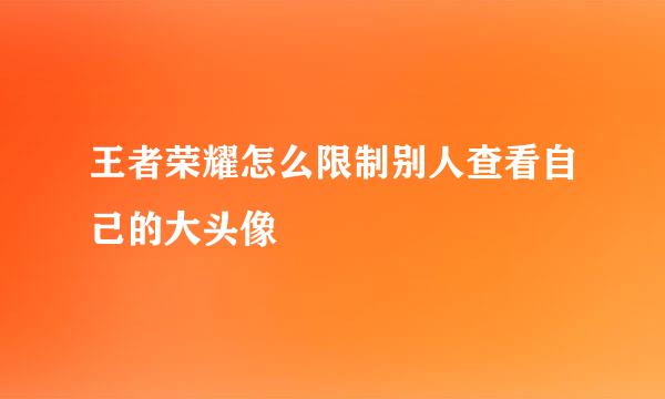 王者荣耀怎么限制别人查看自己的大头像
